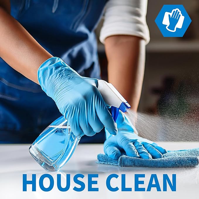 Medguy Medical Blue Nitrile Disposable Exam Gloves, 4.5 Mil 100 Pcs Powder-Free Latex-Free Food-Safe for Lab Cooking Cleaning