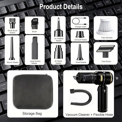 Handheld Car Vacuum Cordless, 16000Pa High Power Vacuum Cleaner and Air Duster, 2026 Upgrade 4-in-1 Portable Vacuum with 10 Multi-Nozzles for Small Jobs, Car, Home, Desk, Keyboards