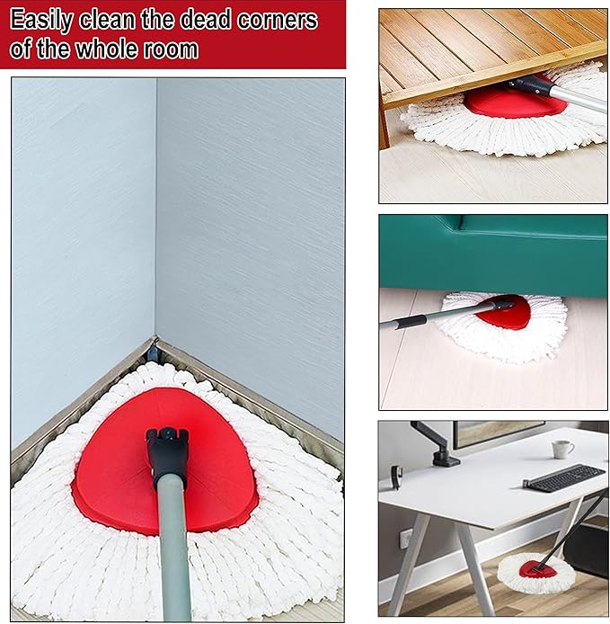 8Pcs Mop Head Replacement,Spin Mop Replacement Head Compatible with Cedar Easywring 1-Tank System Including Machine Washable & Easy to Replace,6 Spin mop Replacement Heads,1 Brush Head and 1 Base