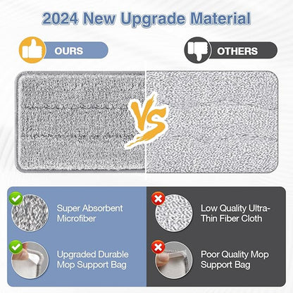 Flat Mop Head Replacement Pads Compatible with Joy-MOOP Mop and Bucket Set, Reusable Washable Squeeze Microfiber Mop Refills for Oshang Bosheng Mop - 13" X 4.9", Grey Only
