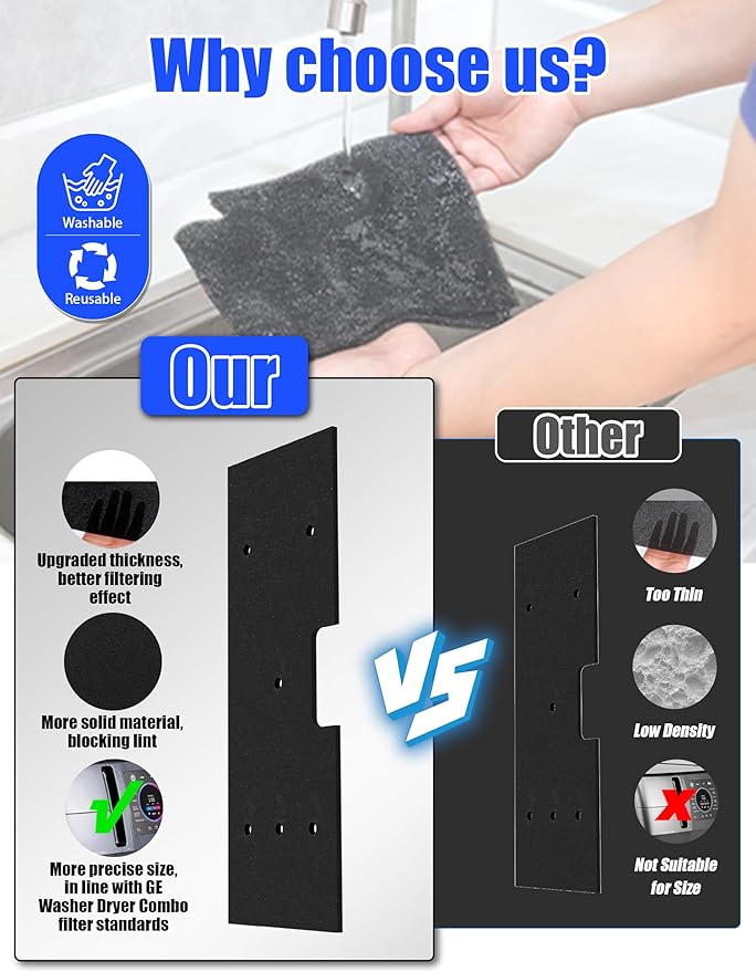 7 Pcs Dryer Vent Cleaner Kit for GE Washer Dryer Combo,Thickened WH01X35719 Lint Filter replacement with dryer vent brush, Dryer Vent Vacuum Hose Attachment,Models: PFQ97HSPVDS