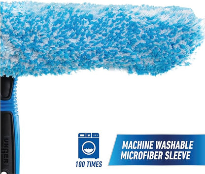 Unger Professional Connect and Clean 14" Window Scrubber Washer for Glass Cleaning, Commercial and Residential Washing, Multipurpose Tool, Gentle on Windows, Reusable Microfiber Sleeve