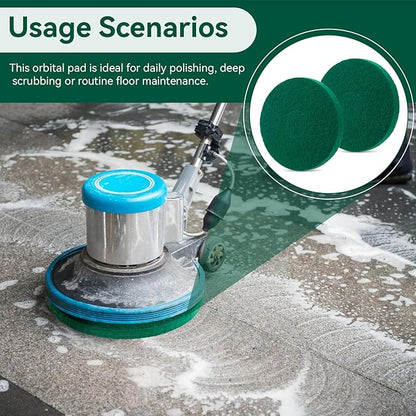 Cleaning Orbiter Pads 437.056 for Oreck 550MC Orbiter Floor Machine, 12 Inch Commercial Green Scrubbing Pad, Orbital Buffer Pats for Tile, Hardwood, Marble Floors