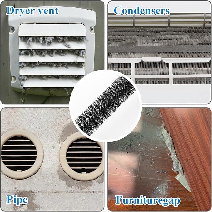 2 Pack Dryer Vent Cleaner Kit - Long Flexible Lint Brush for Dryer Vents, Refrigerator Coils, and Radiators - Household Cleaning Supplies (2, 1 Short+1 Long)