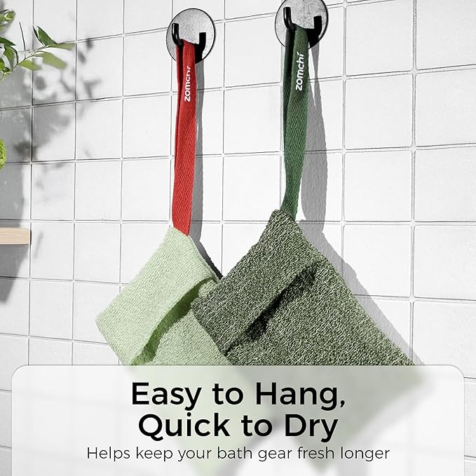 ZOMCHI Exfoliating Bar Soap Pouch, 2 Pack Soap Bags with Coarse & Gentle Mesh for Effective Exfoliation, Soap Saver Bags for Rich Lathering and Deep Cleansing (Olive Green)