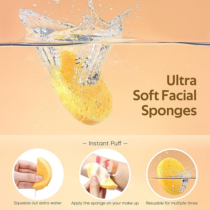 GAINWELL 2026 Graduation Gift for Her, 50-Count Compressed Facial Sponges, 100% Natural Cellulose Cosmetic Spa Sponge for Facial Cleansing, Exfoliating Mask Makeup Removal