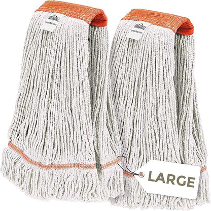 Nine Forty 2-Pack Industrial and Commercial-Grade Looped End Wet Mop Head Refill - Heavy Duty 20 Inch 4-Ply Premium Synthetic Yarn - for Optimal Absorption and Durability - White (2 Pack, Large)