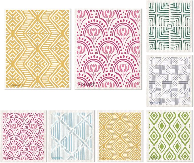 Swedish Kitchen Towel Set Reusable Kitchen Towel Set Absorbent Cellulose Sponge Cloth 8 Pack Set Biodegradable Ideal for Household Kitchen Cleaning