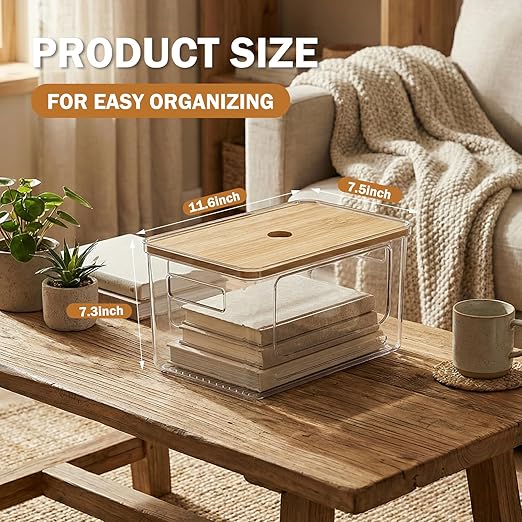 2 Pack Trash Bag Dispenser, Stackable with Bamboo Top – Extra Large Garbage Bag Holder & Under Sink Organizer for Kitchen, Laundry Room, Pantry Organization and Storage