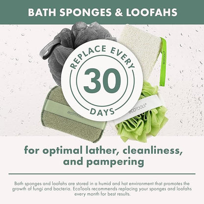 EcoTools Charcoal EcoPouf, Loofah Sponge for Bath & Shower, Infused Pouf, Recycled Netting, Exfoliation Removes Dead Skin, Eco-Friendly Bath Accessory, Cruelty-Free, Color May Vary, 1 Count (60g)