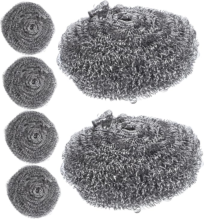 ULTECHNOVO 6pcs Metal Scrubbers Cleaning Balls for Pots Pans Grills and Kitchen Surfaces Efficient and for Heavy-Duty Use
