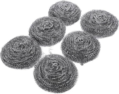 CALLARON 6pcs Stainless Steel Scrubber Wire Balls Set for Pot and Pan Cleaning, Heavy-Duty Metal Scouring Pads for Kitchen Grill and Dish Scrubbing, Reusable Kitchen Cleaning Tools