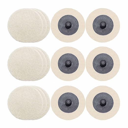 Merryland Wool Quick Change Disc 2 inch for Die Grinder, 2inch Polishing Buffing Pad 15 Pack, Wool Fabric Disc Polishing Buffing Wheel Metal Steel Iron Universal, DGTAB15C1