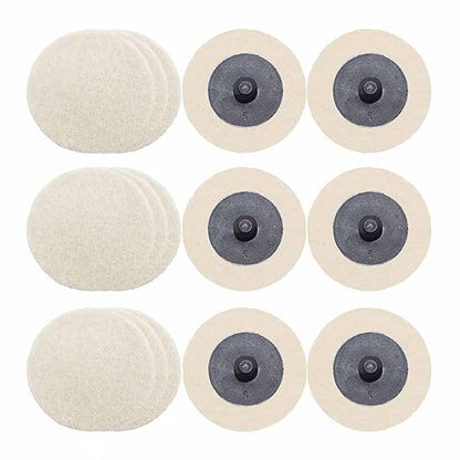 Merryland Wool Quick Change Disc 2 inch for Die Grinder, 2inch Polishing Buffing Pad 15 Pack, Wool Fabric Disc Polishing Buffing Wheel Metal Steel Iron Universal, DGTAB15C1
