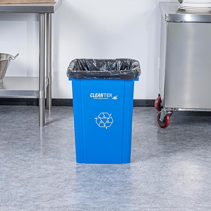 Restaurantware-Clean Tek Professional 19 Gallon Trash Can, 1 Square Waste Basket - Lid Sold Separately, Space Saving, Blue Plastic Garbage Bin, Ideal For Home, Office, Restaurant, And More