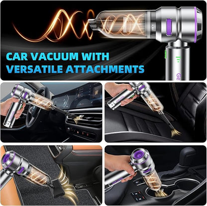 Car Vacuum Portable Cordless, 18000PA Portable Vacuum Cordless, High Power Air Duster with Brushless Motor, Type-C Charge, 3 in 1 Small Vacuum Cleaner Cordless for Car, Home, Office, Pet Hair