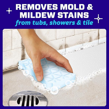 Mr. Clean Magic Eraser Sponge, Bathroom, Shower & Tub Cleaner, Soap Scum Remover, Bathroom Cleaning Supplies, Dawn Cleaning Power with Febreze Lavender Scent, 2 in 1 Bath, 7ct (Pack of 4)