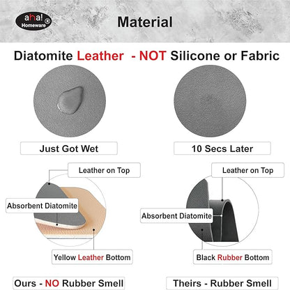 Faucet Mat for Kitchen Sink Offset : AHA HOMEWARE Kitchen Sink Splash Guard for Offset Double Sink, Cuttable Extra Hole for Soap Dispenser, Diatomite Leather Absorbent Fast Drying (Dark Gray)