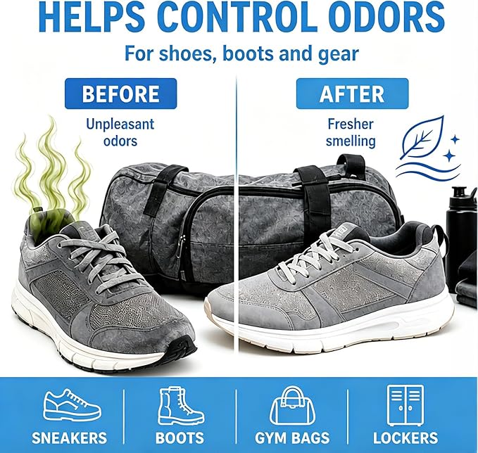 Knixmax Shoe Deodorizer Balls, Odor Eater Ball for Sneakers Boots Mules, Air Fresheners for Gym Gear Bags Lockers, Fresh Linen scent, Pack of 6, Blue