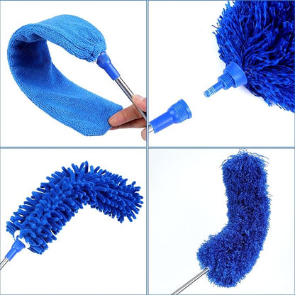 ZZ LAZYCOTTAGE 10 PCS Microfiber Cobweb Duster with Extension Pole (100 Inch Telescoping), Washable Dusters for Cleaning, Multifunctional Bendable Feather Duster for Ceiling Fan, Blind, High Ceiling