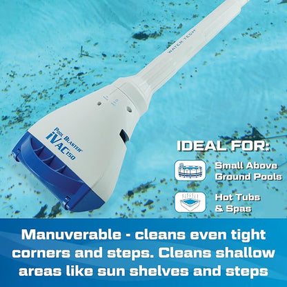 POOL BLASTER iVac 150 Cordless Hot Tub Vacuum for Spas, Small Pools, Kiddie Pools, 2.5 Hours Runtime, Battery-Powered Handheld Hoseless Cleaner, Inground & Above Ground Pool Steps, by Water Tech
