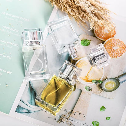 Foraineam 8 Pieces 30ml / 1 oz. Fine Mist Perfume Spray Bottles, Clear Glass Cosmetic Atomizer Bottle, Refillable Travel Perfume Bottles Empty Fragrance Essential Oil Container with Spray Applicator