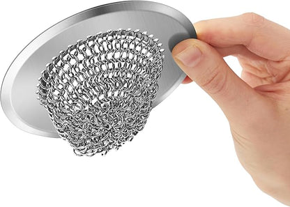 2 Pack Chainlink Kitchen Sink Drain Strainer 4.4 Inch - 304 Stainless Steel Wide Rim Sink Strainer, Chainmail Sink Filter, Fits Most US Kitchen Sinks