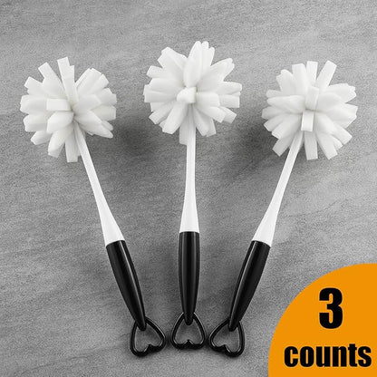 ALINK Bottle Glass Dish Sponge Cleaning Brush with Handle, Pack of 3