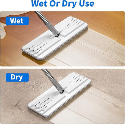 Oshang Flat Mop Head Refill, 13" X 4.9" Flat Mop Pads, Microfiber Mop Pads Flat Mop Replacement Heads (White and Grey)