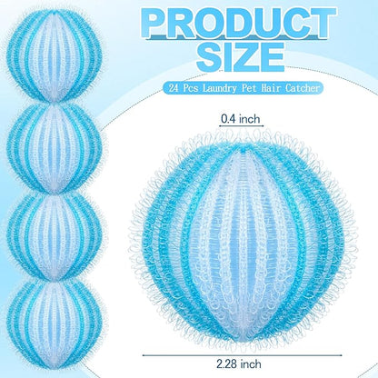 24 Pcs Pet Hair Remover for Laundry Catcher Balls Reusable Lint for Washing Machine Effective Cat Dog Laundry Pet Hair Catcher for Clothes Sheets Towels Blankets (White,Blue)