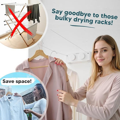GorillaLine Max - Retractable Clothesline Indoor Outdoor Clothes Line - Heavy Duty Clothes Drying Laundry Line - Wall Mounted Drying Rack - Air Dry Clothing - Max Tighten with GorillaGrip