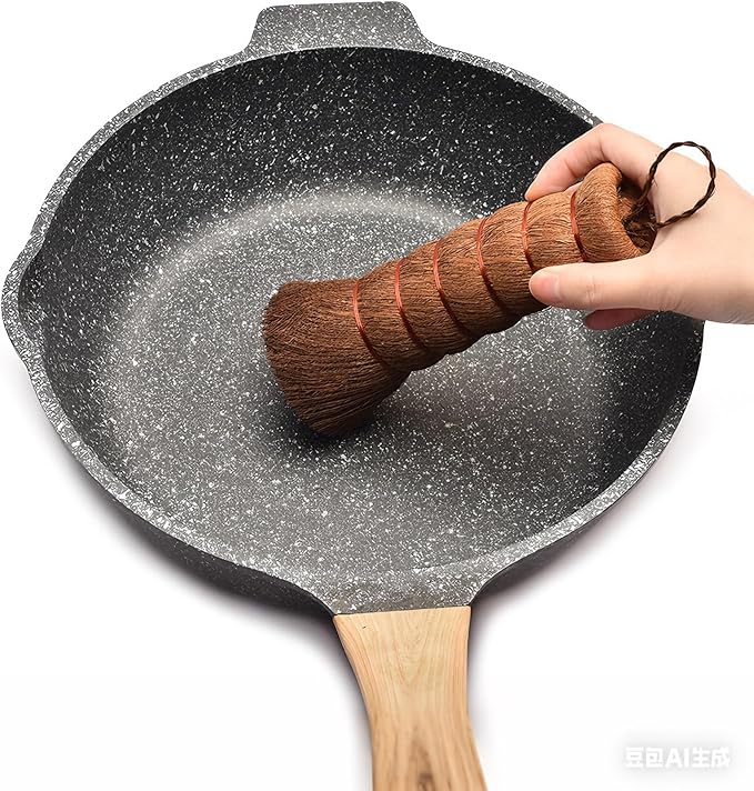 2 Pack Palm Dish Brush, Natural Palm Fiber Scrub Brush for Washing Dishes, Pots & Pans - Soft, Dense Bristles Non-Scratch, Hanging Loop for Easy Storage, Ideal for Kitchen Cleaning