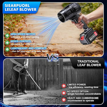 21V Cordless Leaf Blower with Batteries and Charger–980000RPM,Lightweight High-Speed Air Blower for Lawn Care,Patio& Driveway to Cleaning Leaves and Dust,2.6AH Batteries