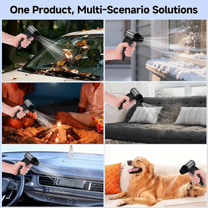 Multipurpose Electric Air Duster, Powerful Palm Size, Cordless Air Blower, Clean Hard-to-Reach Areas of Any Surface, 110,000 RPM Mini Blower, Fast Charging, Durable, 6 Speed, No Canned Air Needed