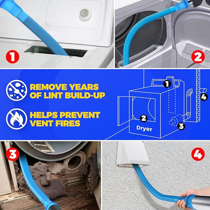 Holikme 3 Pieces Dryer Vent Cleaner Kit - Dryer Lint Screens Cleaner Brush Part,Dryer Vent Trap Vacuum Brush,Vacuum Hose Attachment,Compatible with Most Vacuum Cleaner,Quickly Lint Removers