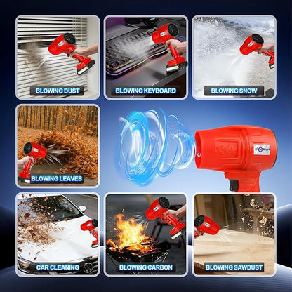 21V Handheld Leaf Blower – 98,000RPM High-Speed Motor, 1.7LB Ultra-Lightweight Hand Blower with 2 Batteries & Charger for Yard, Patio, Car Drying & Workshop（RED）