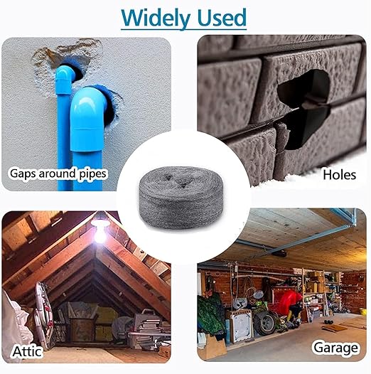 2Pack Steel Wool for Mice Control - |30FT (300G)|Steel Wool 0000 Fill Fabric Fine Wire Wool - Gap Blocker to Keep Annoying Animals Away from Holes Wall Cracks Vents in Garage House Garden