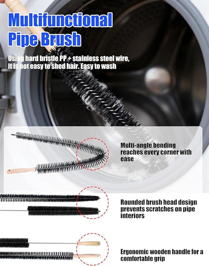 10 Pcs Dryer Vent Cleaner Kit for GE Washer Dryer Combo,Thickened WH01X35719 Lint Filter replacement with dryer vent brush, Dryer Vent Vacuum Hose Attachment,Models: PFQ97HSPVDS (10)