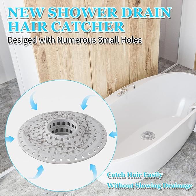 Aluvor Bathtub Drain Hair Catcher,Silicone Tub Hair Catcher Drain Protector,All-in-one Shower Hair Drain Catcher Strainer for 1.48'' to 1.76'' Regular Drains, 3PCS