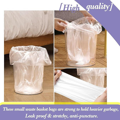 3 Gallon 120pcs (Fit 3-3.2 Gal) Small Clear Trash BagsPlastic Strong Clear Garbage Bags,Bathroom Trash Can Bin Liners,Waste Basket Liner,Fit 10-13 Liter, 3 Gallon,3.2Gallon