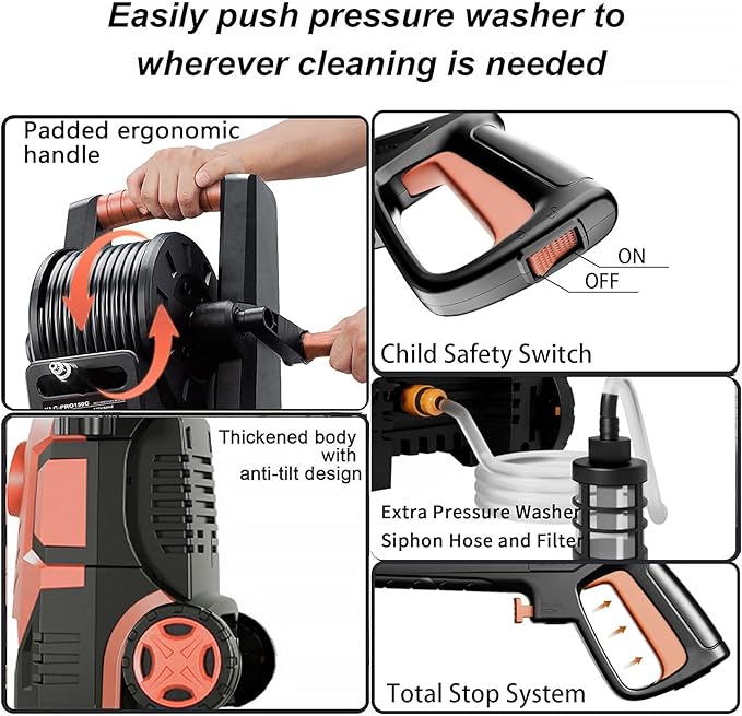 5000 MAX PSI P*ressure Washer 2026 NEW, Touch Screen 8 Level, 4 N*ozzles and F*OAM C*annon, P*ower Cleaner (Red)