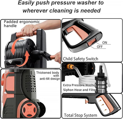 5000 MAX PSI P*ressure Washer 2026 NEW, Touch Screen 8 Level, 4 N*ozzles and F*OAM C*annon, P*ower Cleaner (Red)