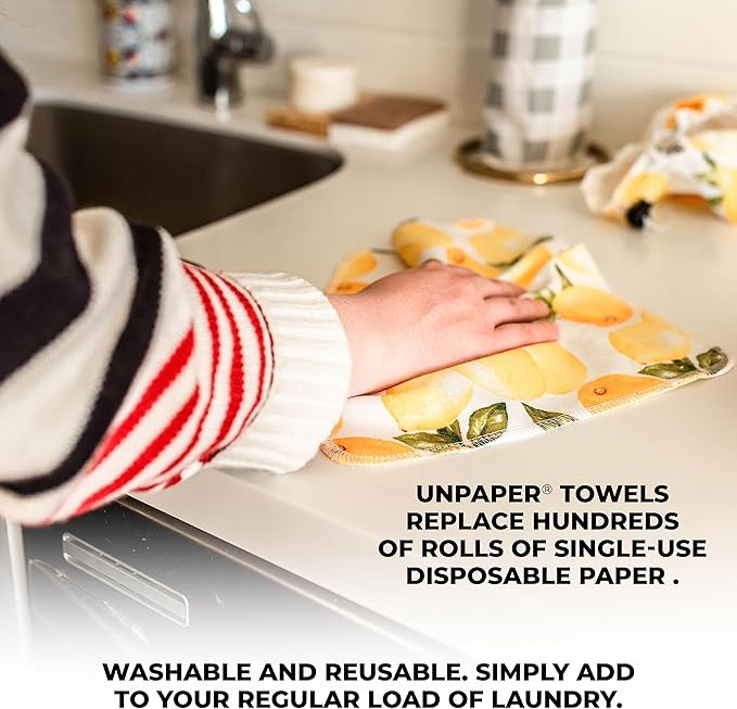 Marley's Monsters UNpaper Towels - 12 Count roll, Reusable Paper Towels Paperless, Cotton, Tree Free (Black with White Stripes)