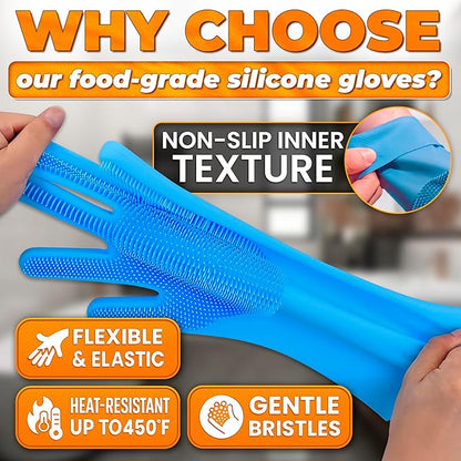 Cat and Dog Shampoo Gloves with 3000 Soft Bristles – 2-in-1 Dog Bath Gloves 11.6", Durable Silicone, Saves Shampoo | Massage, Grooming & Clean Wet or Dry – Made for Every Breed and Coat Style (Blue)