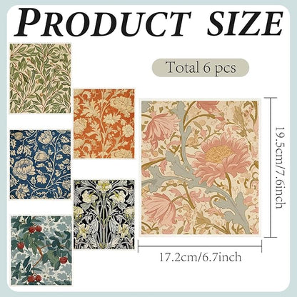 CREATCABIN 6Pcs Swedish Dishcloths for Kitchen Reusable Swedish Dish Towels Absorbent Swedish Dish Cloths Rags Vintage Floral Washable Sponge Cleaning Cloths Wipes No Odor Quickly Drying 7.6x6.7Inch