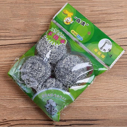 4 Pcs Stainless Steel Scourer Wire Dish Pot Kitchen Cleaning Ball Washing Dishes Scrubbers Pan Bowl Cleaner Kitchen Accessories Practical