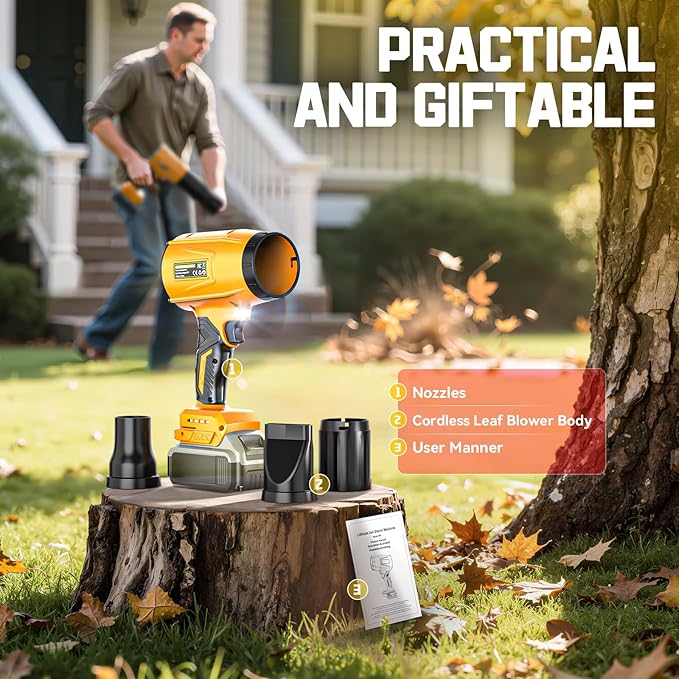 800,000 RPM Leaf Blower Compatible with Dewalt 20V: Ecarke Cordless Dust Blower, Electric Turbo Jet Blower Handheld Battery Powered with Brushless Motor for Patio Garden Lawn (Tool Only, No Battery)