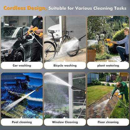 Cordless Pressure Washer Gun, 120Bar/1700PSI Portable Power Washer, Battery Operated Pressure Washer with 3.0Ah Dual Batteries &Charger, 6-in-1 Nozzle Foam Cannon, for Vehicle, Driveway Deck