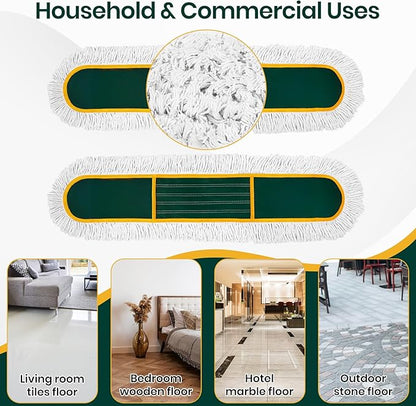 36” Commercial Duster Mops, Extra Large Floor Duster with 2 Replacement Pads, 60” Long Handle Heavy Duty Industrial Wet&Dry Flat Mop for Hardwood Floors, Marble, Laminate, Tile, Concrete, Garage
