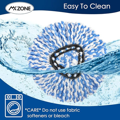4 Pack Spin Replacement Heads Compatible with O Ceda EasyWring RinseClean 2-Tank System, Microfiber, Blue